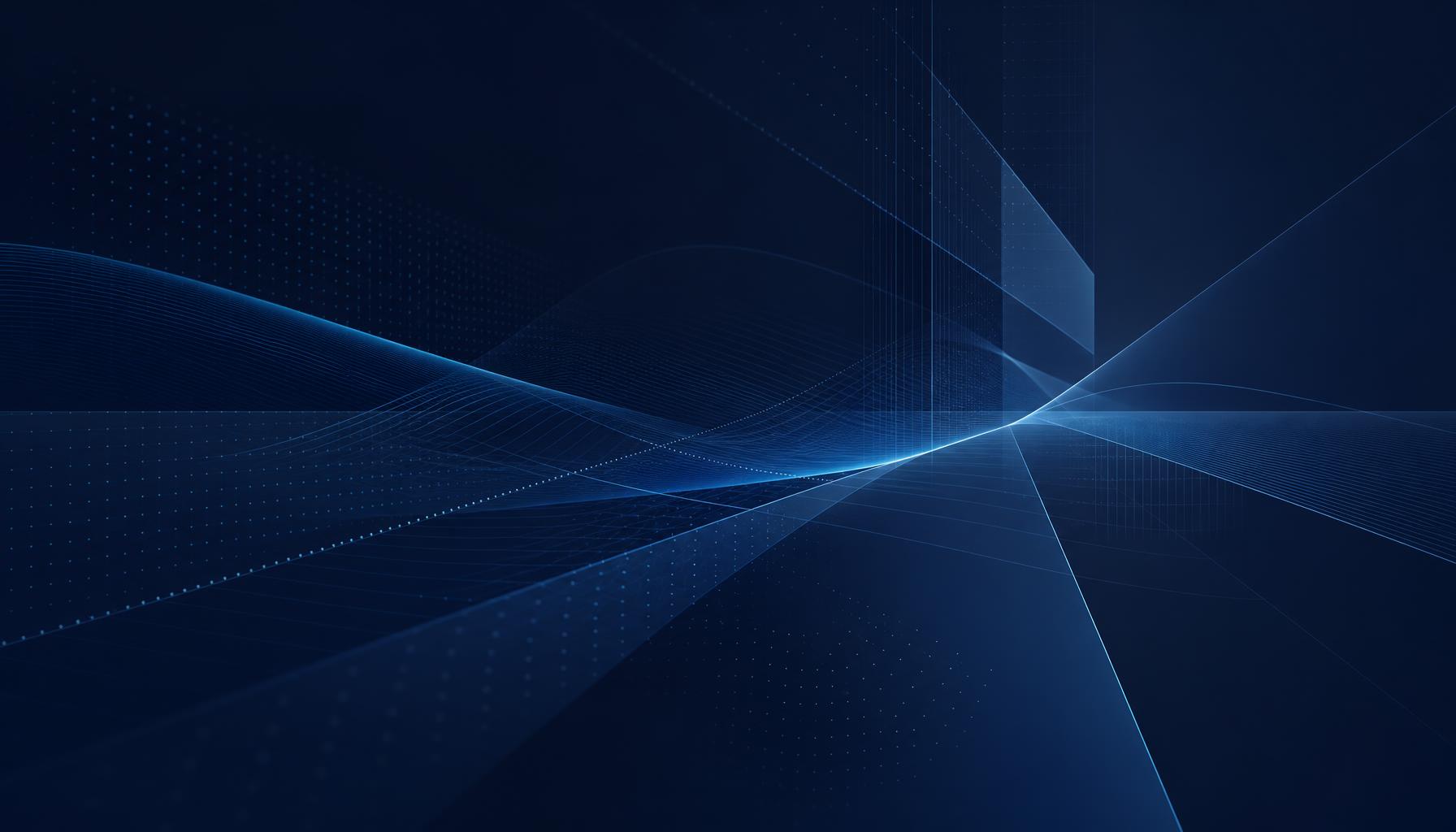 Abstract layered blue lines and depth fields on a deep navy ground
