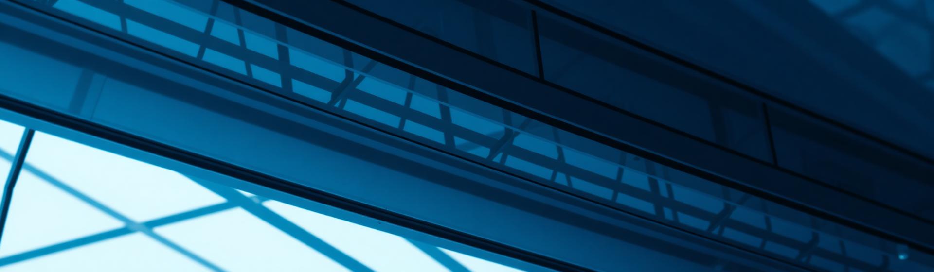 Abstract architectural glass and steel structure